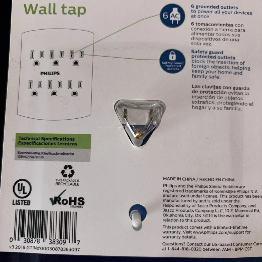 Phillips Home Power Wall Tap Plug Bank Sealed/Unopened 3825‎